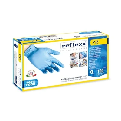 Imagen de Reflexx 100 guantes de nitrilo sin polvo, modelo R72, XL, azul claro,
