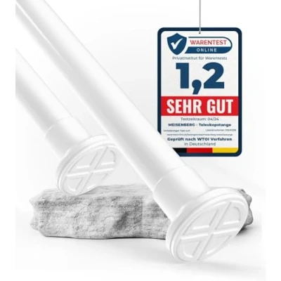 Imagen de MEISENGERG Barras Cortinas Extensibles Sin Taladro Barra Cortina Ducha Extensible Varilla Telescópica a Presión Multifuncional Blanco (70 120 cm)