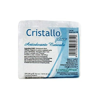 Imagen de Lynpha Vitale Desodorante de Alumbre Amonio Natural en Piedra Cristallo Plus 190 240 gr Puro Mineral Cantitad: 1