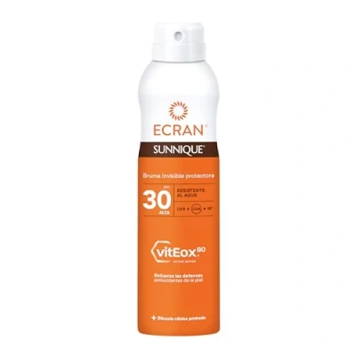 Imagen de Ecran Sunnique Bruma Protectora Solar FPS 30, Protección UVB + UVA e IR A, Refuerza las Defensas, Protege la Piel, Hidratación 24 h, Fórmula con VitEox 80, para Toda Familia 250 ml