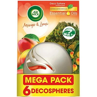 Imagen de Air Wick Decosphere Ambientador para casa, baño o coche, aroma Mango Y Lima Pack De 6 unidades