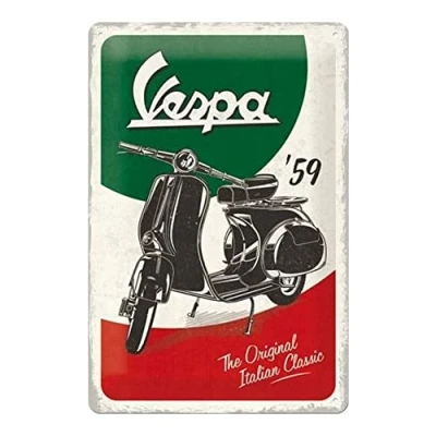 Imagen de Nostalgic Art Cartel de Chapa Retro Vespa The Italian Classic Idea Regalo para los Fans Las Scooters, metálico, Diseño Vintage, 20 x 30 cm