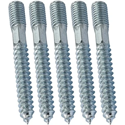 Imagen de AERZETIX C44772 Juego de 5 Tornillo doble rosca espárrago punta atornillar metal/madera con o sin taco Ø10x80mm acero galvanizado color plata