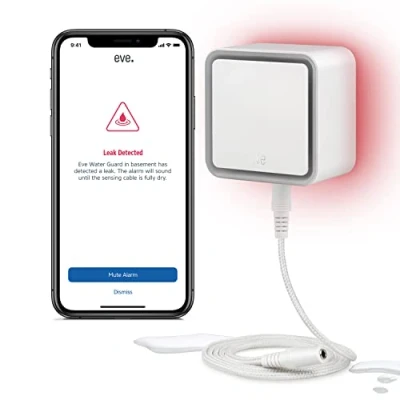 Imagen de Detector de agua Eve Water Guard, Aviso fugas, Alarma 100 dB(A), Mensajes, Blanco