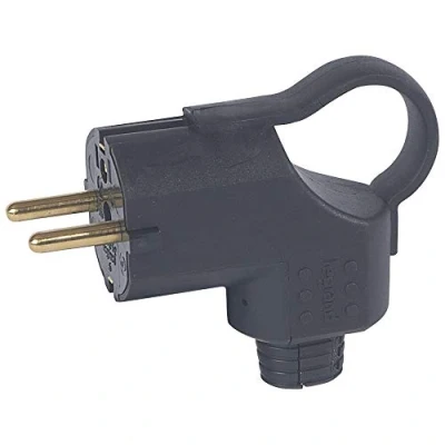 Imagen de Legrand bases/clavijas movil Clavija salida lateral caucho negro con tirador