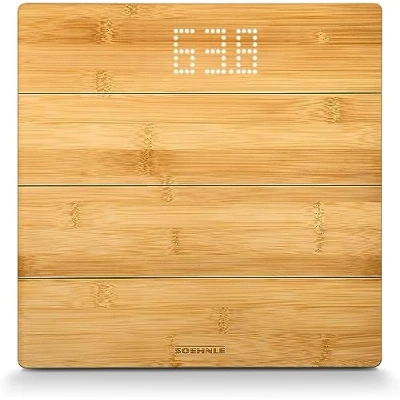Imagen de Soehnle Style Sense Bamboo Magic, digitale Holzwaage aus echtem Bambus, Waage mit unsichtbarem Display, gut lesbaare LED Anzeige, Körperwaage für ein warmes Fußgefühl, Personenwaage bis zu 180 kg