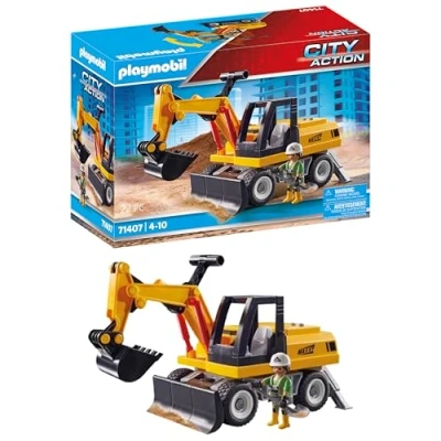 Imagen de PLAYMOBIL City Action 71407 Excavadora, structura giratoria de 360 Grados y Patas Soporte, Juguete para niños a Partir 4 años