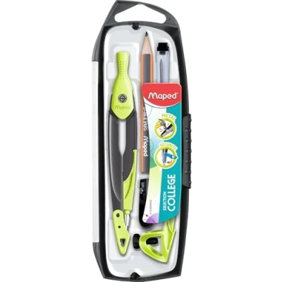 Imagen de Maped Estuche de 5 piezas 1 brújula metal Open Mine + anillo universal lápiz cortador minas estuche, accesorios intercambiables, para colegio verde