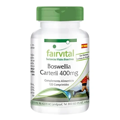 Imagen de Fairvital Boswellia carterii 400 mg 120 comprimidos veganos Extracto de incienso africano 65% ácidos boswélicos calidad probada y altamente dosificado Made in Germany