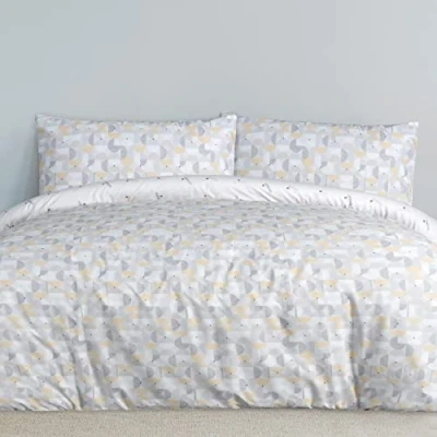 Imagen de Sleepdown Circle Geo Juego de Funda edredón Reversible con Fundas Almohada, Ropa Cama Suave fácil Cuidado, Color Ocre Doble (200 cm x 200 cm)