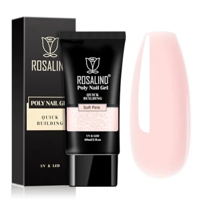Imagen de ROSALIND Rosado Uñas de Gel, 60ml Pink Poly Nail Extension Gel Esmaltes para Extensión Principiantes y Profesionales