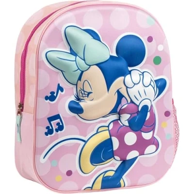 Imagen de Mochila Infantil Minnie Mouse Disney Original Rosa con Diseño de Lunares y Lazo Verde Escolar Preescolar Niñas Ligera Resistente