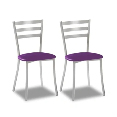 Imagen de ASTIMESA SCALMBJ Dos sillas de Cocina, Metal, Berenjena, Altura Asiento 45 cms