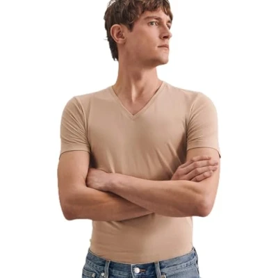 Imagen de Seidensticker Camiseta de Manga Corta para Hombre con Cuello en V, Color Carne, L