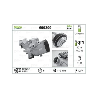 Imagen de VALEO NEW ORIGINAL PART 699300 compresor de Aire Acondicionado 6SEU12 12 PAG 46 R 134 a con aceite MERCEDES BENZ: Clase A, Vaneo