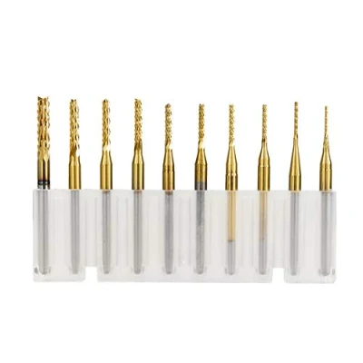 Imagen de Bestgle Fresa de carburo Molino extremo titanio recubierto brocas conjunto Micro Rotary CNC fresas corte bits grabado talla taladro herramientas 0.8 3.175 mm