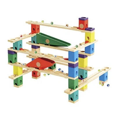 Imagen de Hape Quadrilla Vertigo Wooden Marble Run Construction System, Juego de carreras canicas madera Juguete laberinto para niños