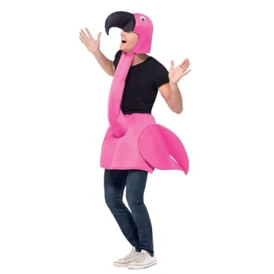 Imagen de Smiffys Disfraz de flamenco, Rosa, Pieza espuma con cuello y capucha