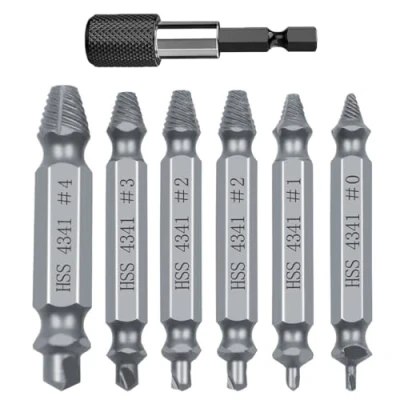 Imagen de VIVIIHOO juego de 6 extractores tornillos y extractor tornillos, con soporte para puntas adaptador tuerca. Desatornillar los rotos fácilmente