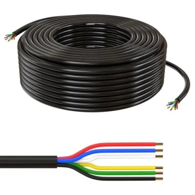 Imagen de Lumonic 6x 0,34mm² LED cable de control negro 20m I 6 hilos enfundado flexible apantallado, prolongación LiYY, al