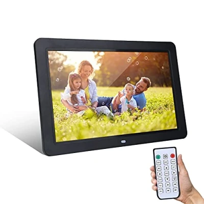 Imagen de Bewinner Marcos de Fotos Digitales, 12inch 1280X800 Electronic Album Photo Frame Support AV / MP4 MP3 JPG/JPEG, Clock/Calendar/Music Video Player, con Control Remoto(Negro)