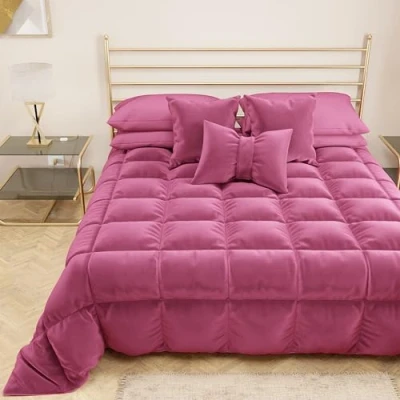 Imagen de PETTI Artigiani Italiani edredón de Terciopelo Suave y cálido 350 g/m², Cuadrado Medio, Doble Cara, Medio: 220 x 260 cm, Fucsia, 100% Fabricado en Italia