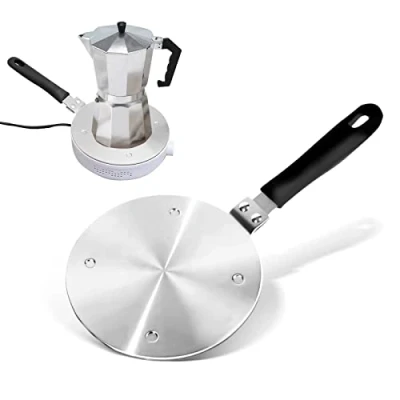 Imagen de Gocoffun placa difusora de calor para estufa gas, adaptadora inducción acero inoxidable con mango extracción, utensilios cocina, anillo cocción a fuego lento,