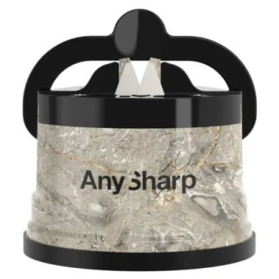 Imagen de AnySharp Afilador de Cuchillos, Seguridad sin Manos, Ventosa, Afila con Todos los Cuchillos Cocina, Ideal para Acero Endurecido y Dentados, El Mejor del Mundo, Compacto, Piedra