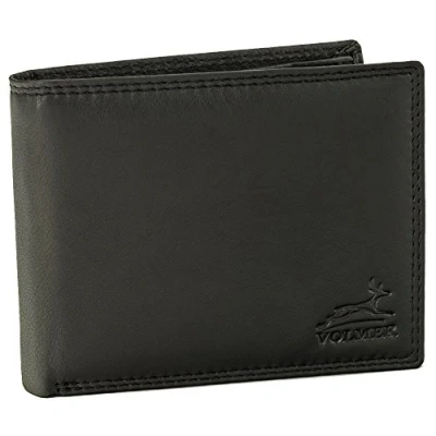 Imagen de Fa.Volmer Cartera de Piel, Delgado, cómoda y Estable, Negro, marrón #Easycomfort (Negro)