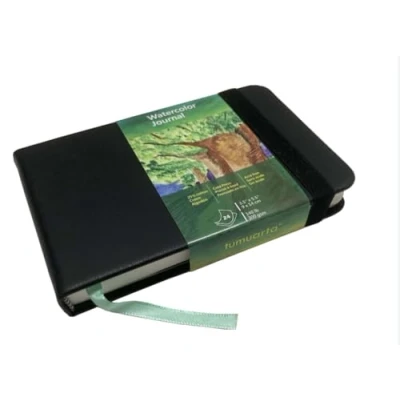 Imagen de tumuarta Cuaderno de dibujo acuarela, 300 g, 25% algodón, 9 x 14 cm, 24 hojas, 48 páginas, grano fino, sin ácidos, libro papel bloc ideal para tinta, acrílico,