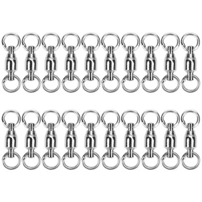 Imagen de Alomejor Rodamiento de Bolas Pesca Eslabón Giratorio Alta Resistencia Acero Inoxidable Rolling Snap señuelo Conectores para la en el mar océano(4#20pcs)