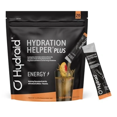 Imagen de Electrolitos en polvo Hydraid® PLUS ENERGY Té helado de melocotón (1118 mg) 20 sobres bebida deportiva para hidratación rápida calidad alemana