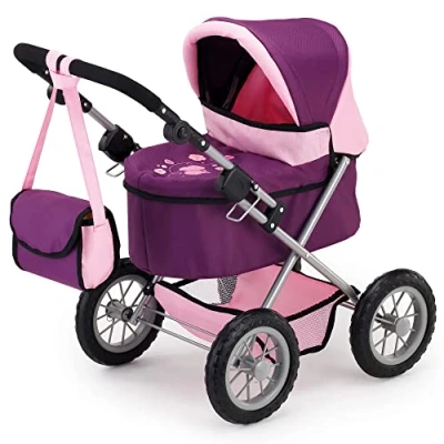 Imagen de Bayer Design 13057Aa, Cochecito, Carro Muñecas Trendy, Combolsa, Ajustable, Plegable, Ciruela, Rosa, Mariposa, Color, Lila (13057)