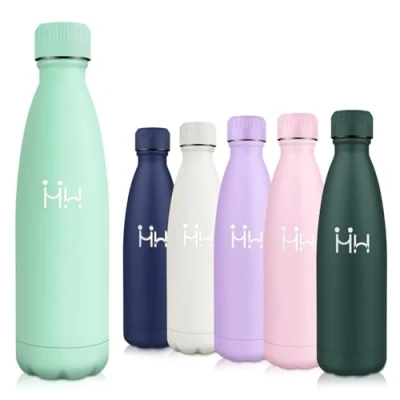Imagen de Motswedi Botella Agua Acero Inoxidable, 500 ml Sin BPA, Termica, Mantener 12H Caliente/24 Frío, Cantimplora, Prueba de Fugas, para Deporte, Oficina, Yoga, Ciclismo, Azul Verde