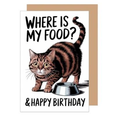 Imagen de Edition Seidel tarjeta de cumpleaños premium con sobre, felicitación texto divertido para cumpleaños, mujer, niño y gato (G3639 SW024)