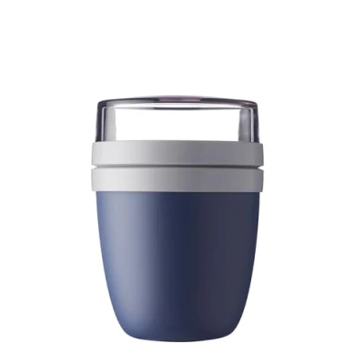 Imagen de Mepal Fiambrera Ellipse Práctico Vaso para Yogur y Muesli Compartimentos separados Porta Alimentos Apto Congelador, Microondas Lavavajillas 500 ml + 200 Nordic Denim