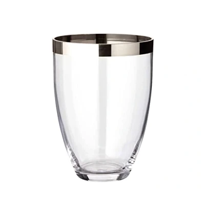 Imagen de EDZARD Jarrón/florero Charlotte, Cristal soplado con Borde de Platino, Altura 24 cm