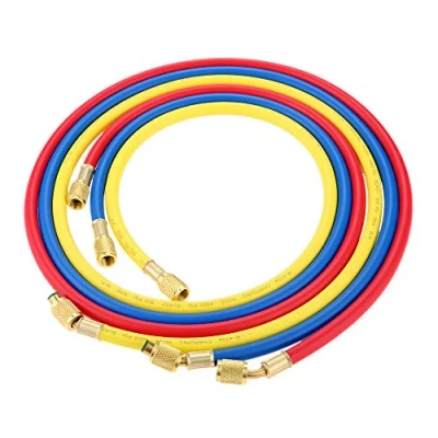 Imagen de gohantee 3 color 60 pulgadas r410a ac kit de manguera carga con sae 4000 800 psi adaptador para hvac aire acondicionado r134a r12 r22 refrigerante