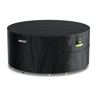 Imagen de AWNIC Funda para Mesa Exterior Impermeable, Resistente a los Rayos UV y Desgarros Protectora Muebles Jardin, AlicanTex Tecnología la Intemperie Jardin Ø215x71cm