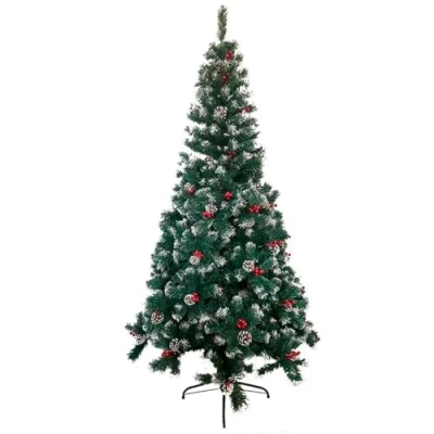Imagen de AC Árbol de Navidad con piñas y Bayas, Pino Artificial Verde Puntas Blancas, Estructura plástico Metal Revestido, Robusto Duradero, fácil Montaje, 180 cm