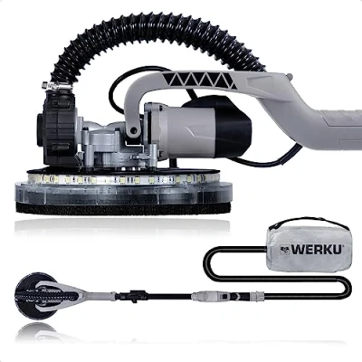 Imagen de Werku WK403070, Lijadora Circular Paredes Techos Auto Aspirante, Calidad Profesional, Potencia 750 W, Disco 225 mm, Sistema Luz LED Visión, Incluye Lijado y Manguera Aspiración