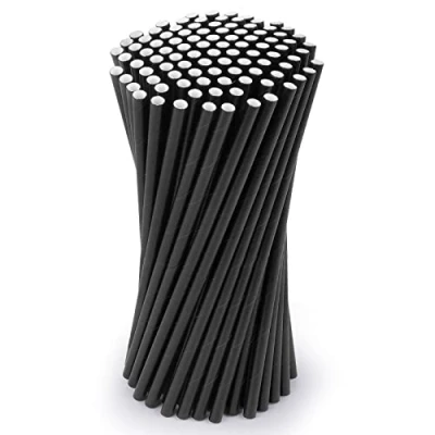 Imagen de Vicloon Paja de Papel, 100PCS Pajita Pajitas Fiesta Papel Utilizado para Cumpleaños, Bodas, Navidad, Biodegradables con Negro