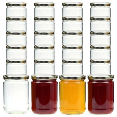 Imagen de gouveo Set de 24 tarros conserva 580 ml Classic con Tapa Rosca Plata BS conservación TO82 Mermelada vacíos