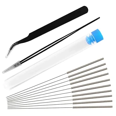 Imagen de MMOBIEL 13 Piezas Kit para limpieza de boquillas impresoras 3D Agujas acero inoxidable 0,4 mm incl 2 x Pinzas filamento atascado Accesorios