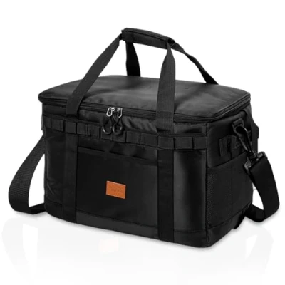 Imagen de Nevera Portatil 35L, Bolsa Termica Grande,con Correa Ajustable a abridor de Botellas, Cooler Bag Plegable, Porta Alimentos para Playa, Picnic, Camping, Barbacoa (Negro)