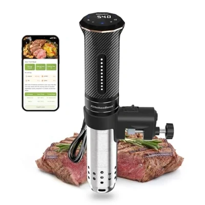 Imagen de KitchenBoss Sous Vide Roner WiFi：Cocina Baja Temperatura Inmersión a Prueba de Agua IPX7 Circuladores Control APP y Precisión, LED Display, Silencioso, 1100W 40℃ 90℃