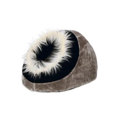 Imagen de Karlie 65564 Cama Cueva para Gatos con Pelo, 40 x 28 cm, Negro y Gris