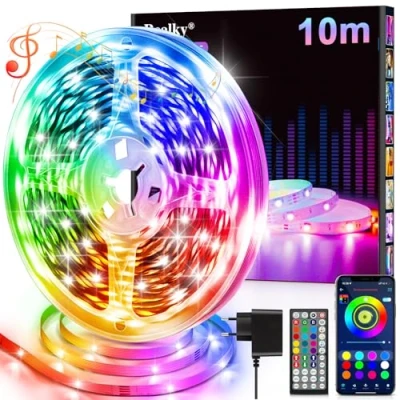 Imagen de Tiras de Luces LED RGB Para Habitación, 10 Metros, Control Remoto y App, 16 Milliones Colores, Strip lights, Sincronización Musical Bluetooth, Fiesta Hogar TV Bar