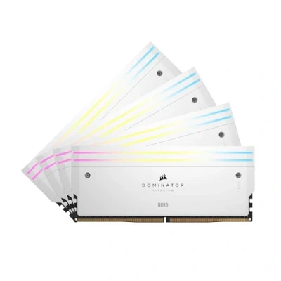 Imagen de CORSAIR Dominator Titanium RGB DDR5 RAM 64GB (4x16GB) 6400MHz CL32 Intel XMP Memoria de Ordenador Compatible con iCUE Blanco (CMP64GX5M4B6400C32W)
