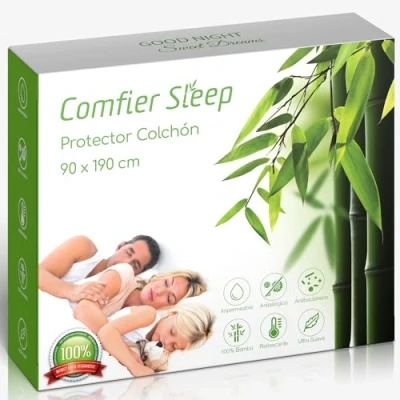 Imagen de Protector Colchon 90x190 Impermeable Cubre Colchón Transpirable e Fresca de bambú, Hipoalergénico, Antiacaros Funda 90 x 190